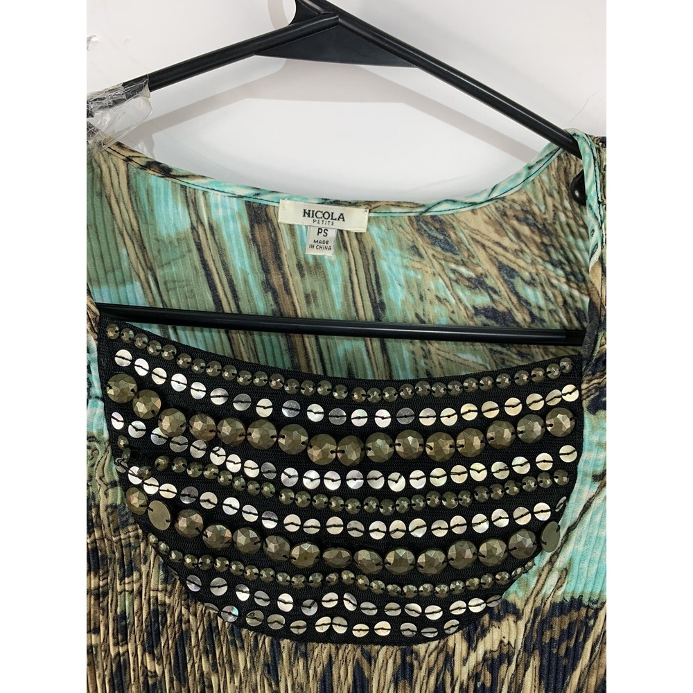 Nicola Petite Womens PS Multicolor Short Sleeve‎ Top - Picture 2 of 4